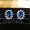 Full Zircon Stud Earrings for Women Blue/Purple/Red/Pink/Black/White/Green Oval CZ Wedding Female Jewelry - Image 2