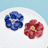 Blue and Red Enamel Flower Brooch Pin in Two Colors - Image 2