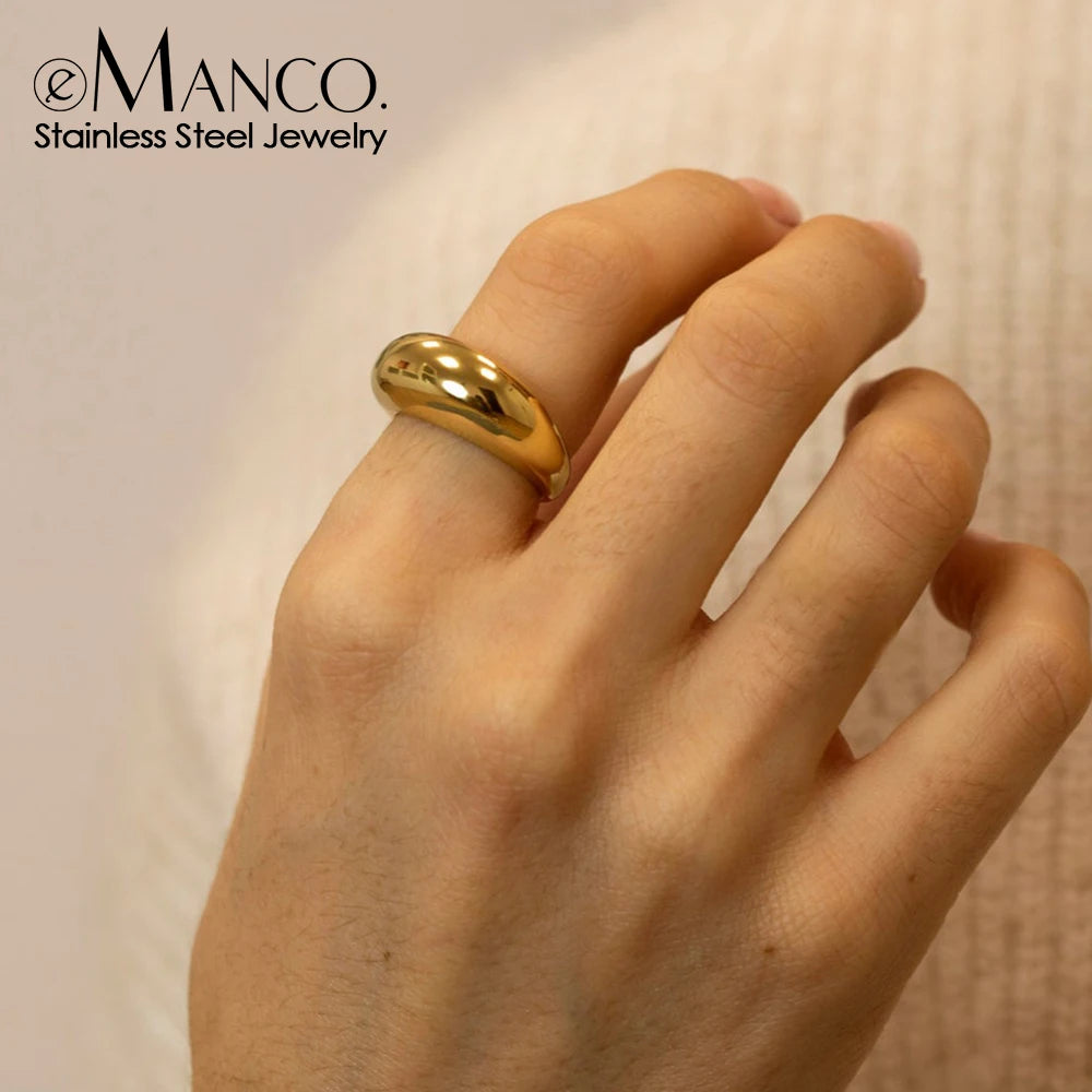 Simple Stainless Steel Rings for Women Arc Rings Jewellery Geometric Ring Size 5 6 7 8 - Image 1