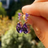 Cubic Zirconia Water Drop Charm Women Drop Earring Wedding Band Jewelry White/Purple Earrings - Image 5