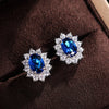 Full Zircon Stud Earrings for Women Blue/Purple/Red/Pink/Black/White/Green Oval CZ Wedding Female Jewelry - Image 13