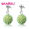 Silver Earrings Austrian Crystal Pave Disco Ball Hoop Lever Back Huggie Women Girls Jewelry - Image 22