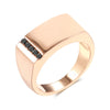 Glossy Men Big Size Ring Rose Gold Simple Square Black Zircon Ring Daily Jewelry - Image 7