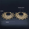 India Gypsy Tribal Ethnic Mandala Stainless Steel Earrings Women Gold Color Lotus Flower Hoop Earring Indian Jewelry - Image 4