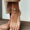 Classic White Dripping Oil Metal Shell Anklets Small Tassel Chain Sandals Ankle Bracelet For Women Beach Foot Jewelry - Image 1