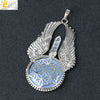 Csja Amethysts Stone Pendant Women Angel Wings Necklaces Flower of Life Necklace Wrapped Crystal Angel Caller - Image 21