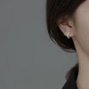Silver Geometric Diamond Pavé CZ Zircon Charm Hoop Earrings for Women French Huggies Piercing Jewelry - Image 5