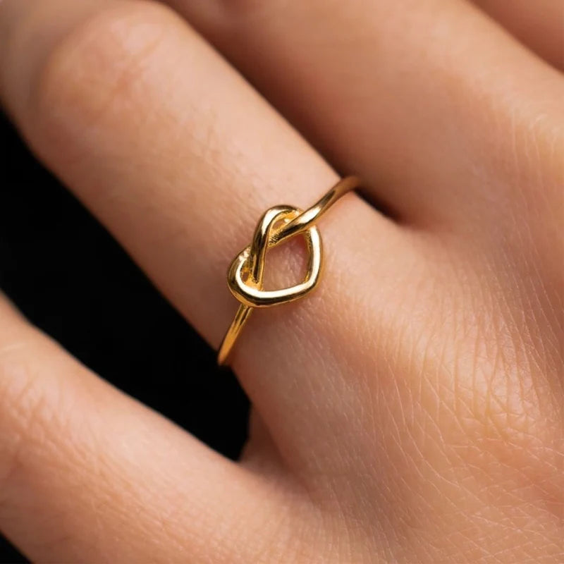 Stainless Steel Rings for Women Gold Color Couple Heart Ring Wedding Aesthetic Jewelry - Image 1