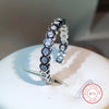 silver Single Row Pave cz Eternity Promise ring Engagement Wedding Band Rings for women Bridal Party - Image 1
