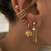 Crmya Gold Silver Filled Heart Hoop Earrings CZ Zircon Long Chain Stud Earings For Women Girls Jewelry - Image 3