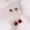 Christmas Red Dangle Earrings For Women Rhinestone Snowflake Pearl Earring Christmas Party Festival Year Jewelry - Image 1
