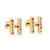 Stainless Steel Initials Letters A-Z Stud Earrings For Women Girls Gold Color Cubic Zirconia Small Mini Earrings Gifts - Image 12