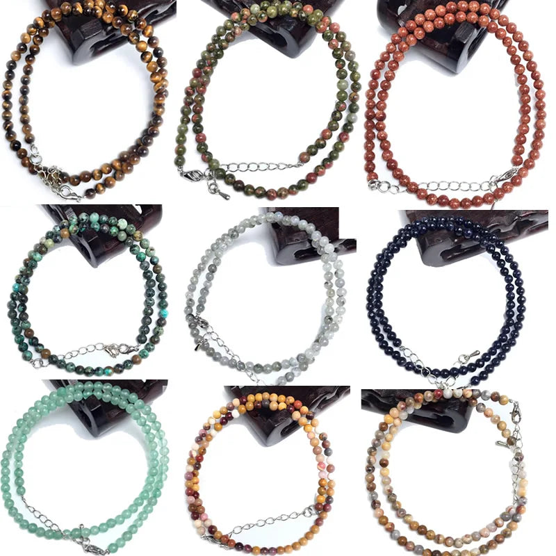 4mm Tiger Eye Labradorite Sodalite India Agate Round Beads Necklace Garnet for Girls Bracelet and Necklace Dual Purpose - Image 1
