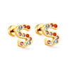 Stainless Steel Initials Letters A-Z Stud Earrings For Women Girls Gold Color Cubic Zirconia Small Mini Earrings Gifts - Image 9