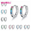 Earrings for Women Girls Simple Crystal Loop Hoop Silver Stamped Jewelry Wedding Engagement Accessory - Image 1