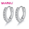 Earrings for Women Girls Simple Crystal Loop Hoop Silver Stamped Jewelry Wedding Engagement Accessory - Image 2
