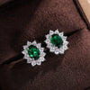 Full Zircon Stud Earrings for Women Blue/Purple/Red/Pink/Black/White/Green Oval CZ Wedding Female Jewelry - Image 9