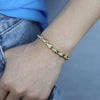 Gold Color European Women Jewelry Micro Pave CZ Oval Beaded Link Chain Bracelet - Image 3