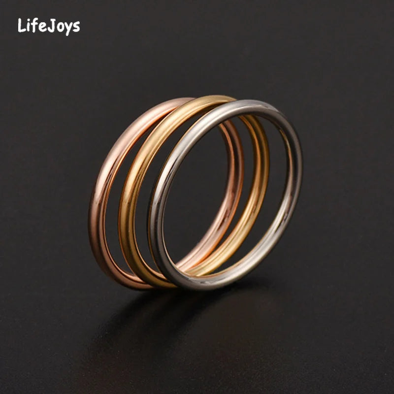 316 Stainless Steel Rounded Thin Rings Women Girls Small Circle Ring Jewelry 1.5mm Rose Gold Silver Color Size 4 5 6 7 8 9 10 11 - Image 1