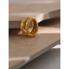 Stainless Steel Round Rings For Women Gold Texture Metal Plated Statement Jewelry Pour Gift - Image 4