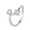 Buyee Silver Female Ring Finger White Zircon A-Z Letter Open Ring for Women Party Jewelry Circle - Image 21