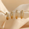 Clear Stone Pave Huggie Hoop Earrings in Stainless Steel - Image 25