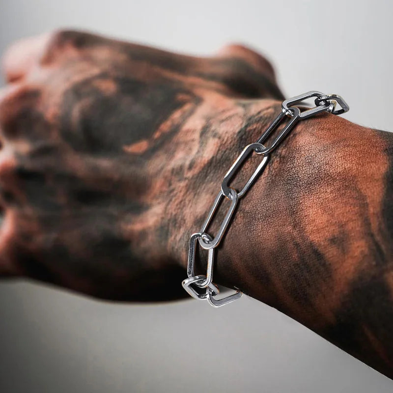 Paper Clip Link Bracelet, Chunky Chain Bracelets, Stainless Steel Hera Chain Link Bracelet for Men Women Jewelry - Image 1