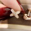 Cubic Zirconia X Letter Earrings Women Jewelry Quality Stud Earrings Classical - Image 3