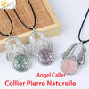 Csja Amethysts Stone Pendant Women Angel Wings Necklaces Flower of Life Necklace Wrapped Crystal Angel Caller - Image 2