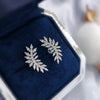 Small Fresh Leaves Earrings with CZ Stone Aesthetic Jewelry for Women Silver Color Earrings Wedding Accessories - Image 4