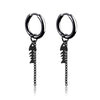 Unisex Titanium Stainless Steel Fish Bone Hoop Earrings Black Color HipHop Punk Chic Tassel Chain Man Party - Image 4