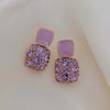 Vintage Purple Shiny Crystal Geometric Women Earrings Contracted Sweet Lovely Shiny Drop Earrings Jewelry - Image 3