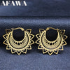 India Gypsy Tribal Ethnic Mandala Stainless Steel Earrings Women Gold Color Lotus Flower Hoop Earring Indian Jewelry - Image 2
