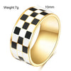 Classic Enamel Black White Checkerboard Grid Y2K Jewelry Chunky Rings For Women Stainless Steel Gemetric Dome Rings Accessories - Image 2