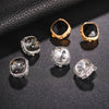 Square Crystal Clip on Earrings No Pierced for Women Girl Gold Silver Jet Color Alloy Ear Clips Wedding Jewelry - Image 1
