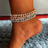 Chunky Metal Chain Anklet For Women Men Rhinestone Gold Silver Color Cuban Foot Bracelet Punk Hip Hop Rock Jewelry - Image 1