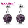 Silver Earrings Austrian Crystal Pave Disco Ball Hoop Lever Back Huggie Women Girls Jewelry - Image 20