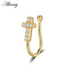 1pc Zirconia Fake Piercing Clip Nose Ring Body Jewelry for Women Ear Cuffs Heart Cross Star Leaf Flowers Clip Nose Rings - Image 13