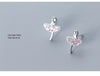 Modian Sparkling Pink AAA Zircon Stud Earrings for Women Elegant Dancer 925 Sterling Silver Europe Fine Jewelry Brincos