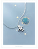 MODIAN Link Chain Necklace for Women Pure 925 Sterling Silver Dazzling Zircon Hearts Cute Robot Pendant Necklace Fine Jewelry