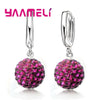 Silver Earrings Austrian Crystal Pave Disco Ball Hoop Lever Back Huggie Women Girls Jewelry - Image 11