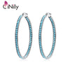9 Tone Rose Gold Silver Plated Black Hoop Earrings Stainless Steel CZ Crystal Big Round Circle Rock Punk Fully-Jewelled - Image 1
