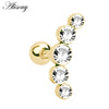 1PC Zircon CZ Leaf Heart Star Flower Ear Studs Cartilage Earring for Women Stainless Steel Small Ear Piercing Jewelry - Image 21