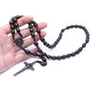 Qigo Rosary Necklace Vintage Jesus Cross Catholic Brown Wood Beads Prayer Religious Jewelry For Men Women - Image 2