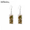 Rectangle Hook Earrings Glass Cabochon Frog and Toad Pattern Stainless Steel Earrings Jewelry - Image 8