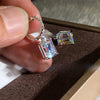 Classic 4 Claws Square Shape Women Drop Earring with Small Hoop Ladies Earring Shine Cubic Zirconia Jewelry - Image 3