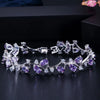 Pera Royal Women Jewelry Silver Color Dark Blue CZ Crystal Leaf Chain Link Bracelets and Bangles for Party Gift - Image 8