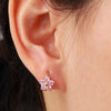 Cute Star Five Pink CZ Flower Small Circle Loop Huggie Hoop Earrings For Womens Children Girls Baby Kids Anti-Allergic Jewelry - Image 6