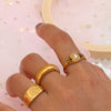 Thin Gold Plated Hollow Texture Natural Freshwater Pearl Rings For Women Stainless Steel Gold Ring - Image 10