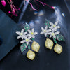 Unique Design Art Deco Cluster Leaf Long Dangling Drop White Green Cubic Zirconia Earrings for Women Prom Party - Image 3